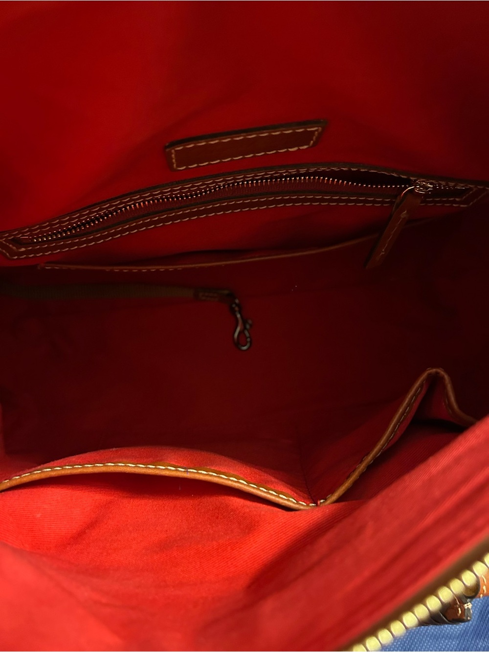 Dooney & Bourke Black Pebbled Leather Satchel with Brown Trim and Gold Hardware - Picture 7 of 16